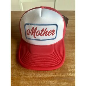 Mother Patch Trucker Hat Womens Hat Cap Red White One Size (OS) New With Tags